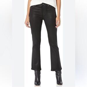 PAIGE X ANTHRO 23 Claudine Black Fog Luxe Coated Crop Flare Stretch Jeans